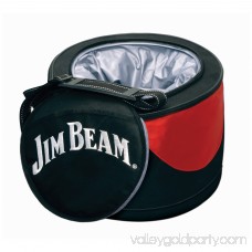Jim Beam 5 Piece Parawood and Stainless Steel BBQ set with insulated cooler, sporting an exterior storage pocket and adjustable shoulder strap for easy portability 563287347